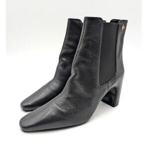 Tory Burch Banana Block Heel Chelsea Ankle Boots Women's Black Size US7M EU37